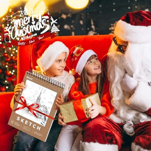 iBayam 9" x 12" Premium Sketch Book Set, 1-Pack Spiral Bound Drawing Paper, 100 Sheets (68lb/100gsm) Sketchbook, Acid-Free Art Drawing Painting iBayam