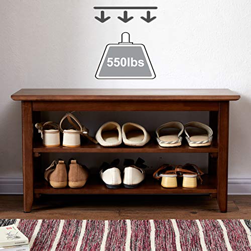 XKZG Storage Bench Wooden Shoe Bench Rustic Solid Wood Entryway Bench (Brown,31.5") XKZG
