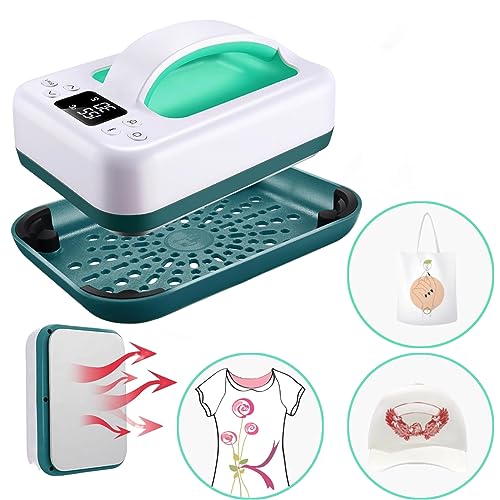 KORGOL Heat Press Machine for T Shirts, 7" × 5" Portable Mini Heat Press Fast Even Heat, Easy Press T Shirt Printer Machine with Insulated Base,for - WoodArtSupply