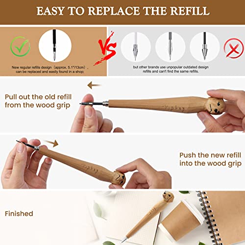 VIPbuy 2 Count 100% Handmade Wood Carved Gel Ink Pens -Novelty Refillable Writing Pens Office School Supplies Birthday Christmas Gift, Labrador VIPbuy