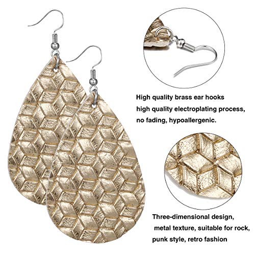 AIDSOTOU 24 Pairs Teardrop Faux Leather Earrings Set for Teens Girls Women Black and Red Animal Floral Print Leopard Print Lightweight Leather Dangle AIDSOTOU