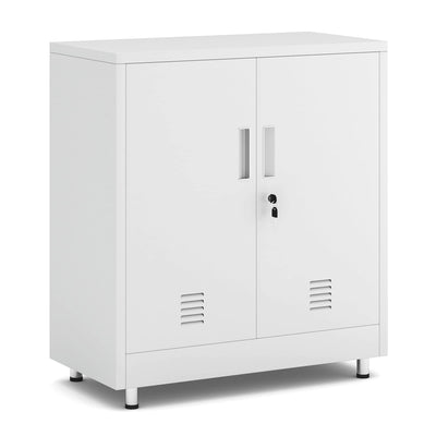 JINGUR Metal Storage Cabinet with Locking Doors and Adjustable Shelf, Small Lockable Sideboard Buffet Cabinet for Home Office Hallway Entryway Living