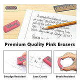Shuttle Art Pencils and Erasers Bundle, Set of 180 Pack Assorted Colorful Pencils + 120 Pack Pink Erasers Bulk Shuttle Art