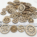 Amosfun Unfinished Wooden Cutouts Gear Shape Wood Discs Slices Embellishments for Craft DIY Decoration 50pcs Amosfun