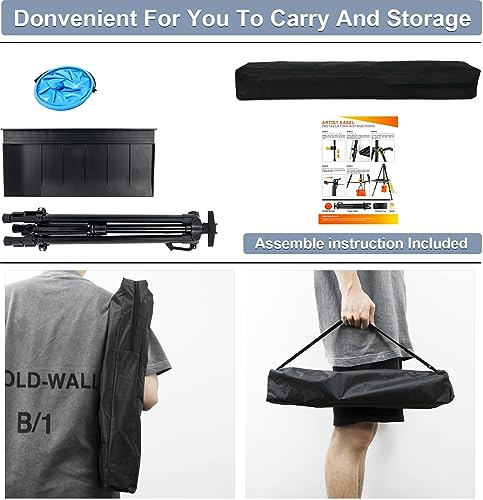 STANDNEE Artist Easel Stand Painting Stand Art Easel, 20"to 61" Art Easel for Painting Canvase & Displaying, Aluminum Adjustable Height Display STANDNEE