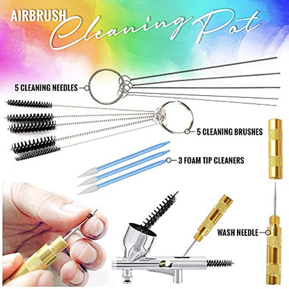 Airbrush Cleaner Kit With Brush Cleaner Solution - Ultimate Airbrush Cleaning Kit, Holder, and Pot for Efficient Cleaning of Airbrushes - Glass Clean - WoodArtSupply