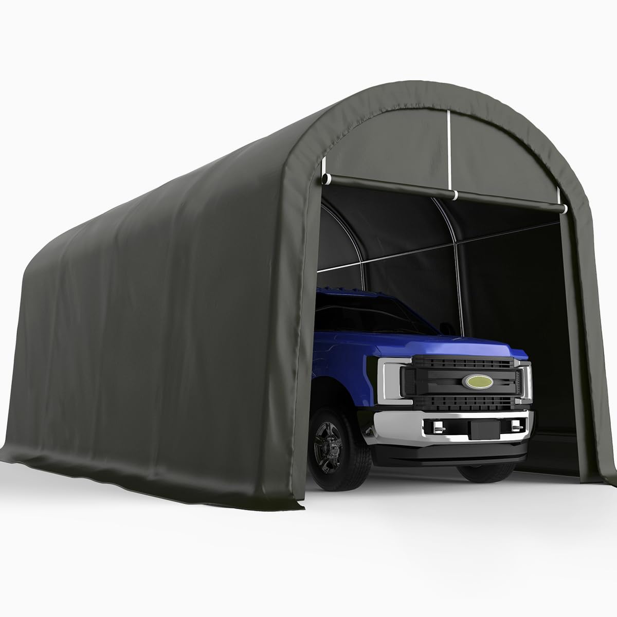 KING BIRD 10' x 20' Heavy Duty Carport Round Style Outdoor Instant Garage Anti-Snow Car Canopy with Reinforced Ground Bars - WoodArtSupply