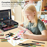 Shuttle Art 186 Piece Deluxe Art Set, Art Supplies in Wooden Case, Painting Drawing Art Kit with Acrylic Paint Pencils Oil Pastels Watercolor Cakes Shuttle Art