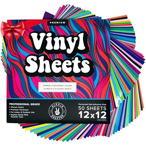 50 Pack Adhesive Permanent Vinyl - Endless Crafting Possibilities with Glossy & Matte Vinyl Sheets to Decorate Your House, Party, Car, Mugs, and More