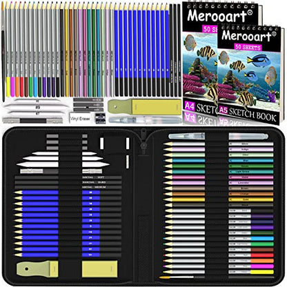 43 colored pencil sets, two sketchbooks with 50 pages, black zipper set,  professional watercolor pencils for adults/children,  professionals/beginners, durable colored art pencils