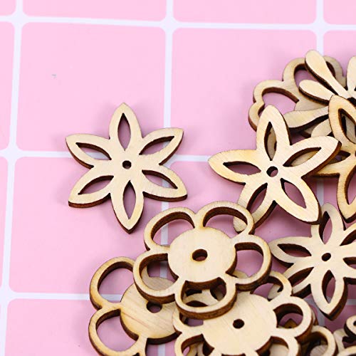 Artibetter 50pcs Flower Theme Mini Laser cuts Wood Shapes (Mixed Pattern)