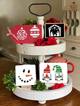 Christmas Stencils for Painting on Wood,3x3” Reusable Holiday Xmas Stencil Drawing Templates for Christmas Tree/Tier Tray/Window Decor Yamcyh
