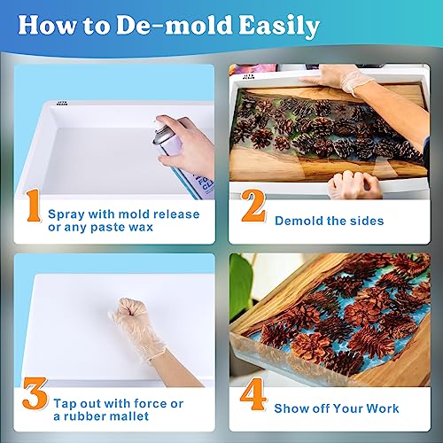 LET'S RESIN Large Resin Molds Silicone, 18 X 10 Inch HDPE Resin Table Molds  No Seal Rectangle Form, Thick Big Silicone Molds for Epoxy Resin, Resin