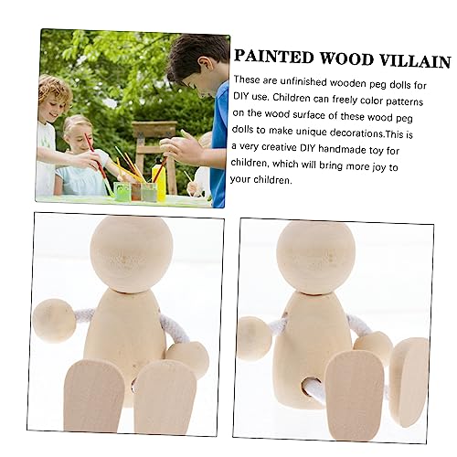 4pcs Wooden Doll Pegs Unfinished Wooden Doll Wood Peg Dolls Doll Pegs DIY Peg Dolls Unfinished Dolls Pegs Graffiti Wooden Doll Blank Peg Dolls Common Ciieeo