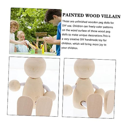 4pcs Wooden Doll Pegs Unfinished Wooden Doll Wood Peg Dolls Doll Pegs DIY Peg Dolls Unfinished Dolls Pegs Graffiti Wooden Doll Blank Peg Dolls Common - WoodArtSupply