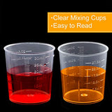 Coopay Plastic Graduated Cups Tools - 50 Pack 30ml/1oz Transparent Scale Measuring Cups, 50 Pack Wooden Stirring Sticks and 50 Pack 3ml Transfer Coopay