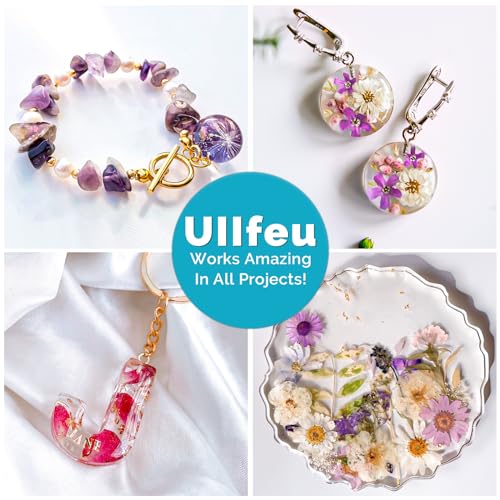 ULLFEU UV Resin 1000g Bulk No Odor Upgrade Clear UV Epoxy Resin Hard Fast Cure Resin Kit Jewelry Making Handmade DIY Craft Decoration Coating ULLFEU