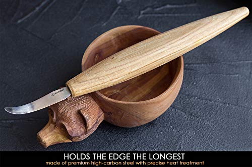 BeaverCraft Hook knife Wood Carving SK4s Long Knives Spoon Carving Tools 2.4'' Long handle 7.8'' Spoon Knife Wood Carving Tools Bowl Kuksa Carving BeaverCraft