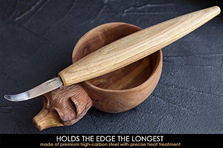 BeaverCraft Hook knife Wood Carving SK4s Long Knives Spoon Carving Tools 2.4'' Long handle 7.8'' Spoon Knife Wood Carving Tools Bowl Kuksa Carving BeaverCraft