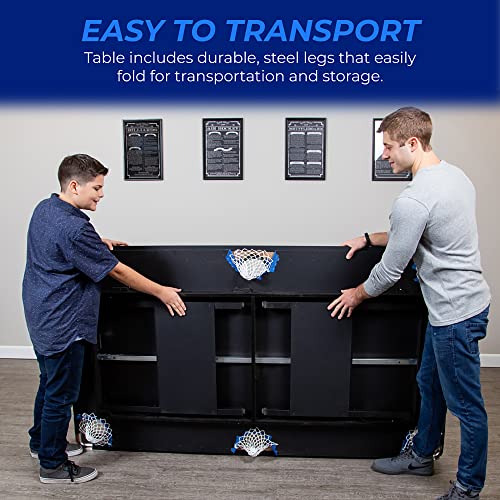 Hathaway Fairmont Portable 6-Ft Pool Table for Families with Easy Folding for Storage, Includes Balls, Cues, Chalk, Blue Hathaway