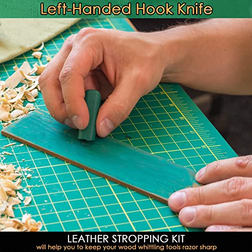 BeaverCraft S13L Wood Carving Tools Set for Spoon Carving 3 Knives in Tools Roll Leather Strop and Polishing Compound Hook Sloyd Detail Knife BeaverCraft