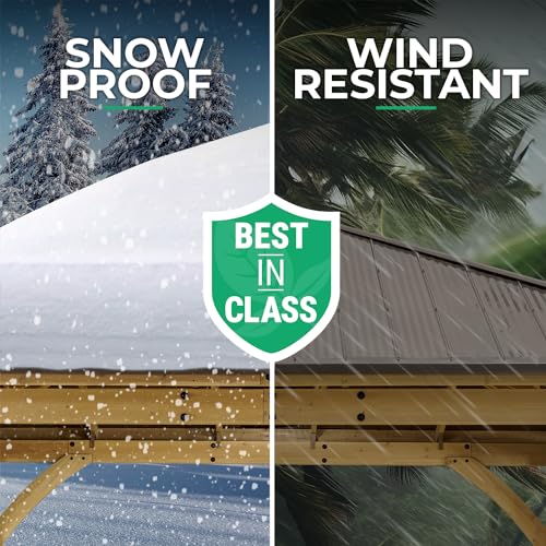 Yardistry 12' x 20' Meridian Cedar Wood Gazebo Pavilion for Patios, Decks, Garden, Backyard, Durable, Aluminum Roof Yardistry