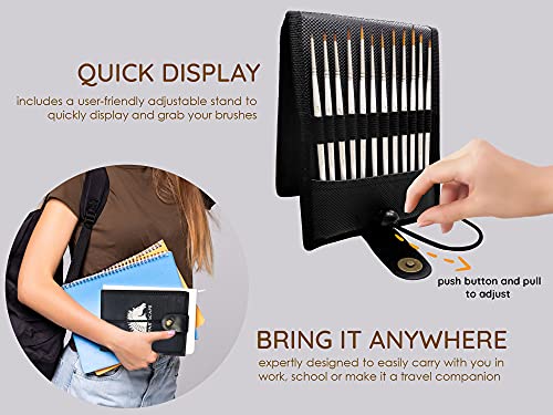 MyArtscape Miniature Paint Brushes with Holder, Set of 12 for Detail & Fine Point Painting - use with Acrylic, Watercolor, Oil, Gouache - for MyArtscape