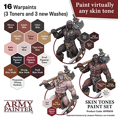 The Army Painter Skin Tones Paint Set, 16 Acrylic Paints, 4 empty bottles and 16 Mixing Balls for Advanced Techniques in Wargames Miniature Model - WoodArtSupply