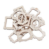 KitBeads 50pcs Random Mini Photo Picture Frame Unfinished Wood Ornaments Vintage Photo Frame Laser Cut Wood Craft Embellishments for DIY Painting KitBeads