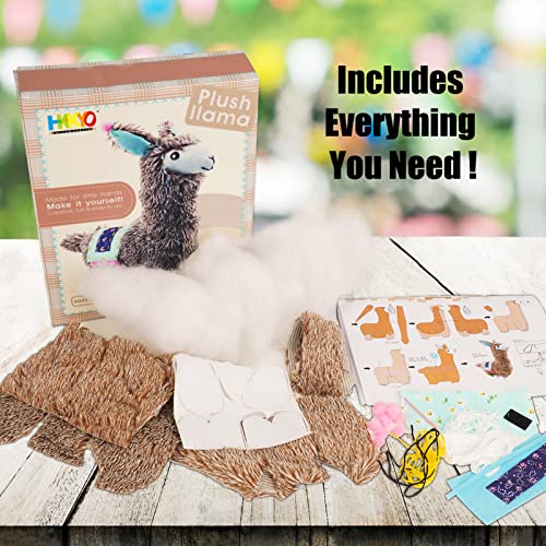 HKKYO Arts and Crafts for Kids Ages 8-12, Llama Sewing Kit for Kids, Make Your Own Stuffed Animal Kit, Alpaca Craft Sewing Kit, DIY Plush Craft HKKYO