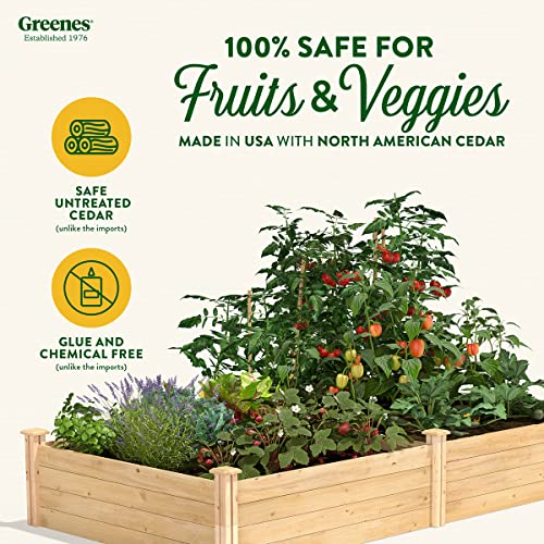 Greenes Fence Original Cedar Raised Garden Bed, 4' x 8' x 14" - Made in USA with North American Cedar Greenes Fence