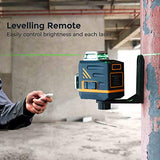 CIGMAN Laser Level Self Leveling 3x360° 3D Green Cross Line for Construction and Picture Hanging, Rechargeable battery, Remote Controller, Magnetic CIGMAN