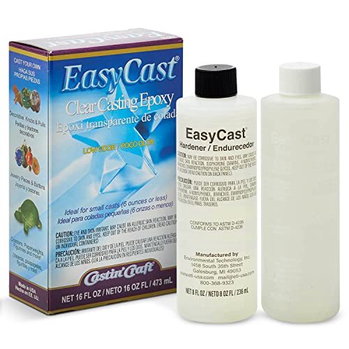 Environmental Technology EasyCast Crystal Clear Casting Epoxy Mix (2-Part Kit) For Coating of Small Arts & Crafts, Wood, Jewelry Making | Low Odor & ETI