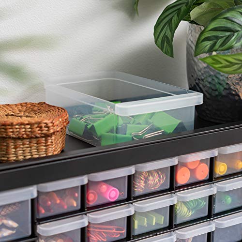 IRIS USA 26 Drawer Stackable Storage Cabinet for Hardware Crafts and Toys, 21.69-Inch W x 7-Inch D x 8.75-Inch H, Black - Small Organizer Utility IRIS