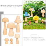 VILLCASE 6pcs Unfinished Wooden Mushroom, Various Sizes Mushroom Natural Mini Wood Mushrooms Figures for Craft Projects and DIY Home Mushroom Decor VILLCASE