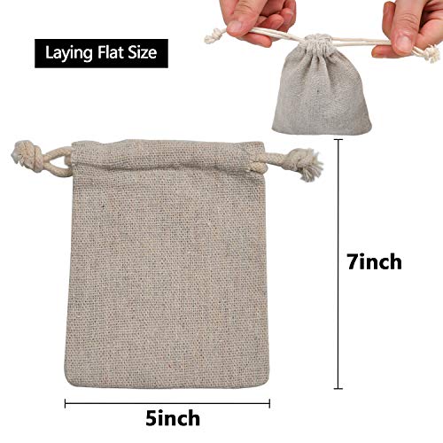 calary 5x6.9 Inch Double Canvas Drawstring Bag Cotton Pouch Gift Sachet Bags Muslin Bag Reusable Tea Bag (25pcs) - WoodArtSupply