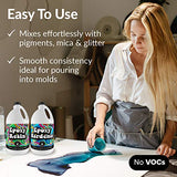 Crystal Clear Epoxy Resin 1 Gallon Kit 2 Part Epoxy Resin for Tumblers, Wood, Table Top, Countertop, Bar & Craft Art, Resin Molds Clear Casting Resin HIPPIE CRAFTER