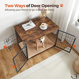 MAHANCRIS Dog Crate Furniture with Cushion, 31.5" Wooden Heavy Duty Dog Kennel with Double Doors, Indoor Dog House End Table, Dog Cage for Small MAHANCRIS