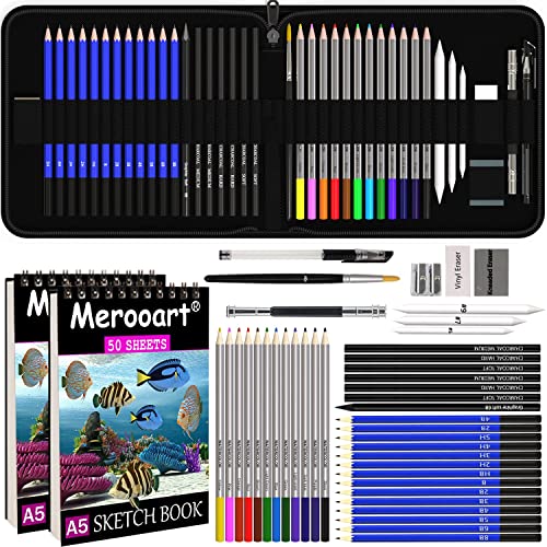 43 colored pencil sets, two sketchbooks with 50 pages, black zipper set, professional watercolor pencils for adults/children, - WoodArtSupply