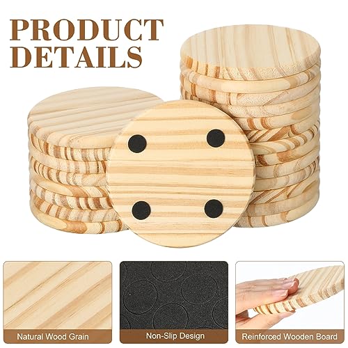 Dandat 72 Pcs Unfinished Wood Coasters 4" Round Wooden Coasters for Crafts Blank Coasters Bulk Thickness Wood Kit for Painting, DIY Coasters, Wood - WoodArtSupply