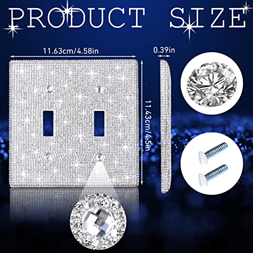 2 Pcs Shiny Rhinestones Wall Plate Cover Bling Light Switch Cover Outlet Covers Sparkly Diamond Wall Plate Cover Light Switch Cover Decorative - WoodArtSupply