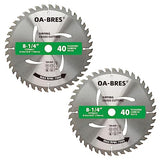8-1/4-Inch 40-Tooth Circular Saw Blade with 5/8-Inch Arbor, TCT ATB Ripping/Cross Cutting Blade for Wood Cutting (2-Pack) OA-BRES