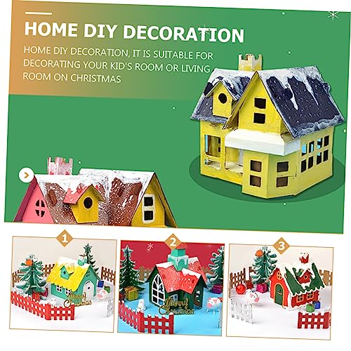 Toyvian 5 Sets Christmas Cookie House 3D Gingerbread House Cardboard City House Unfinished Xmas House Xmas Homemade Hut Wooden Christmas Village