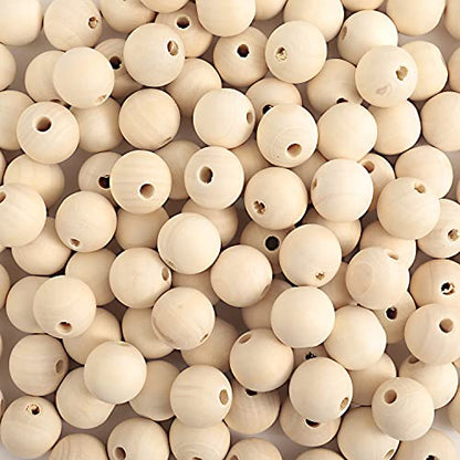 150pcs 25MM Wood Beads Natural Unfinished Round Wooden Loose Beads Wood Spacer Beads for Craft Making Decorations and DIY Crafts