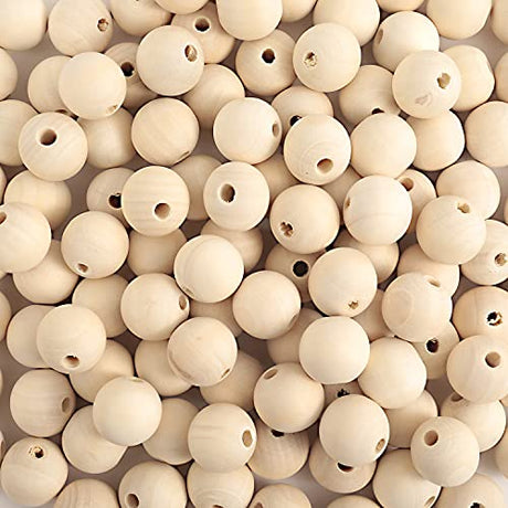 150pcs 25MM Wood Beads Natural Unfinished Round Wooden Loose Beads Wood Spacer Beads for Craft Making Decorations and DIY Crafts pojah
