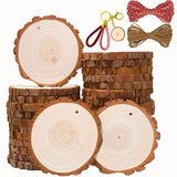 SENMUT Wood Slices 30 Pcs 3.1-3.6inch Natural Rounds Unfinished Wooden Circles Christmas Wood Ornaments for Crafts Wood Kit Predrilled with Hole Wood SENMUT