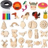 Barydat 100 Pcs Wooden Magnets DIY Wooden Arts and Crafts for Kids Craft and Art Painting Kit Supplies Party Birthday Gift Party Favors for Easter Barydat