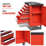New Package DNA MOTORING 36" H X 30.5" W X 18"D Heavy Duty Lockable Slide Tool 6-Drawers Chest Rolling Tool Cart Cabinet with Keys (TOOLS-10002), Red DNA MOTORING