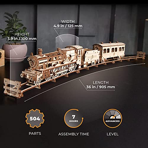 UGEARS Harry Potter Hogwarts Express 3D Puzzles for Adults to Build - Model Kits for Building Toy Train Set - 3D Wooden Puzzle Includes Train, UGEARS