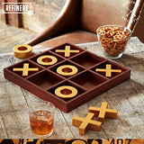 Refinery & Co. Premium Solid Wood Tic-Tac-Toe Board Game, Giant Gold 14” Coffee Table Home Decor, Classic Indoor/Outdoor Party Game for Children & Refinery